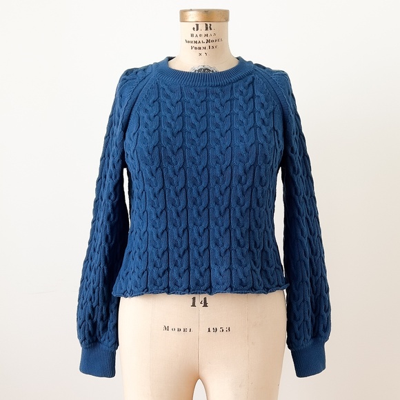 J Crew Cotton Fishermen Cable Knit Sweater Blue - XS - Classic Preppy - Picture 1 of 11